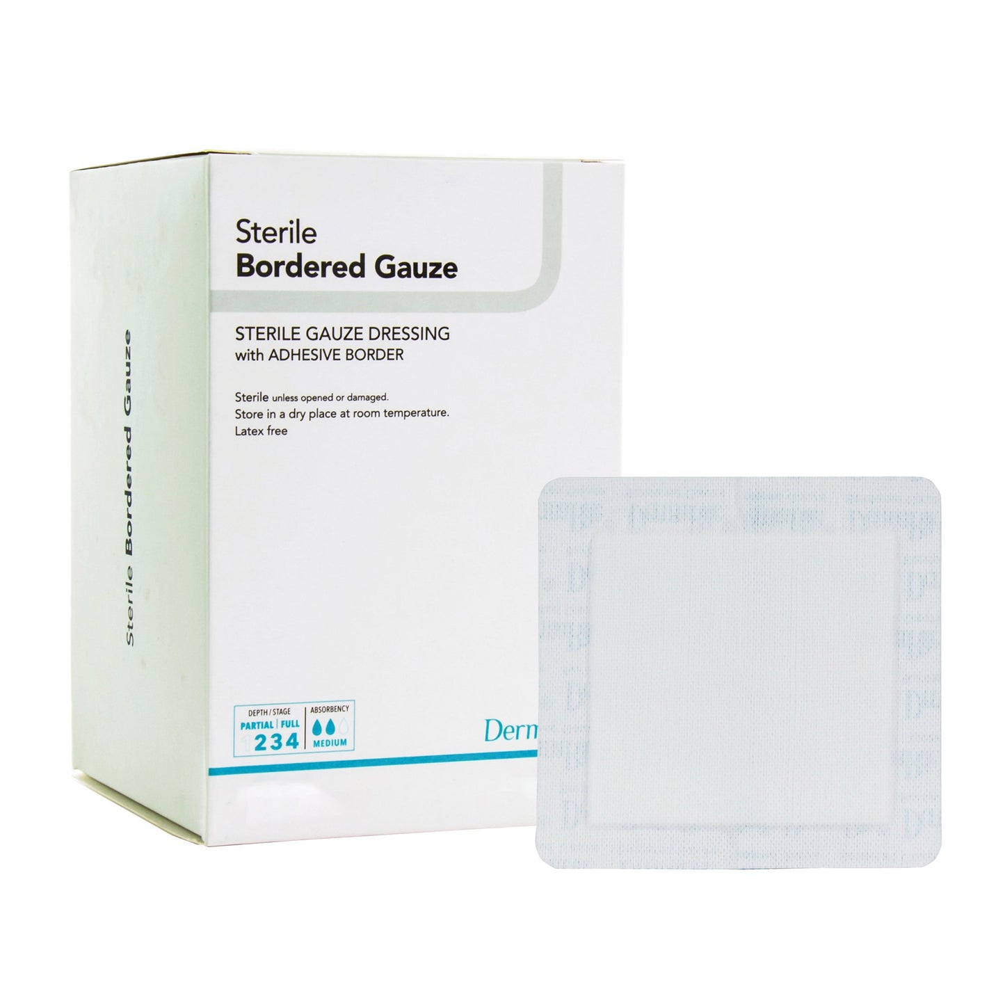 DermaRite® Bordered Gauze Island Dressing 4 X 10 Inch Rectangle Sterile (946446_EA)