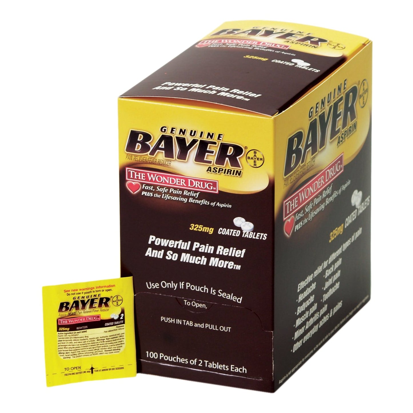 Bayer® Pain Relief 325 mg Strength Aspirin Tablet 100 per Box (788108_BX)