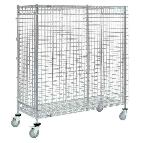 Nexel Wire Security Truck, Chrome, 24"W x 48"L x 69"H, Polyurethane, 4 Swivel Casters (WB800395)
