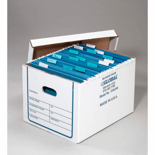 Global Industrial Transfer File Record Storage Boxes, 15"L x 12"W x 10"H, White (WB336246)