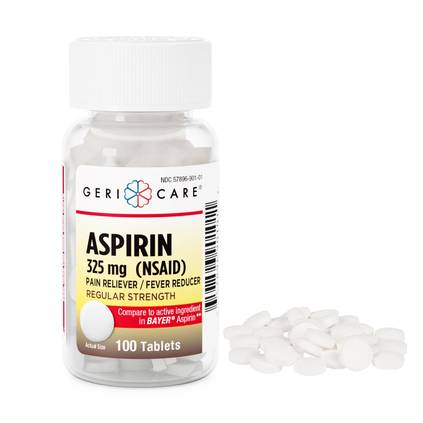 Geri-Care® Pain Relief 325 mg Strength Aspirin Tablet 100 per Bottle (1239063_CS)