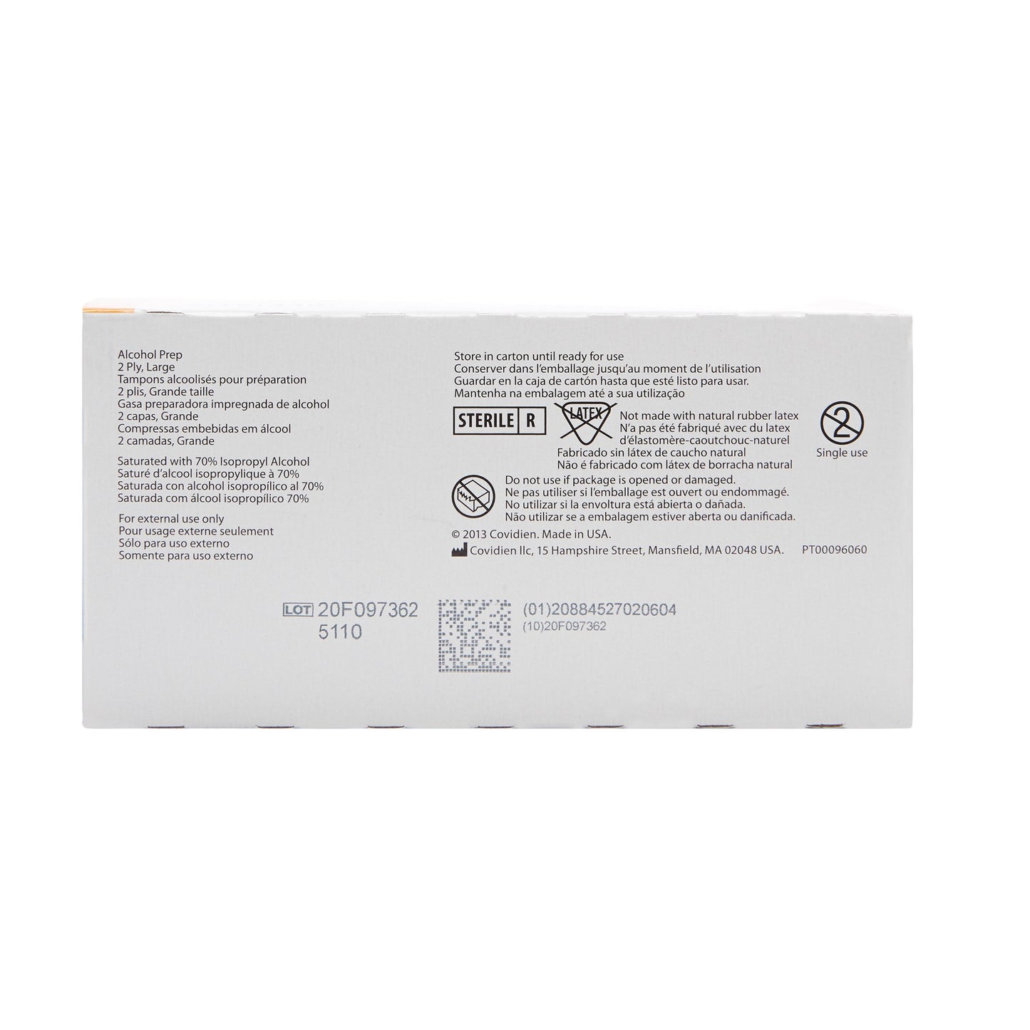 Webcol™ Alcohol Prep Pad 70% Strength Isopropyl Alcohol Individual Packet Large Sterile (188596_CS)