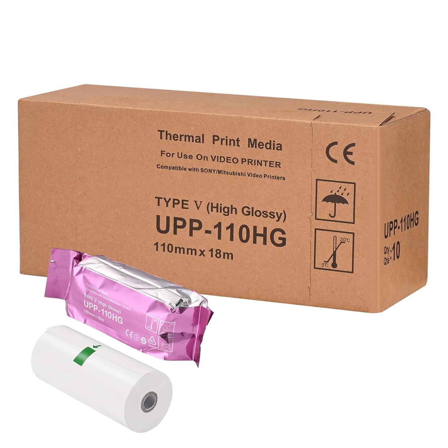Sony® Ultrasound Video Paper Roll Black and White High Gloss Without Grid (1008491_BX)