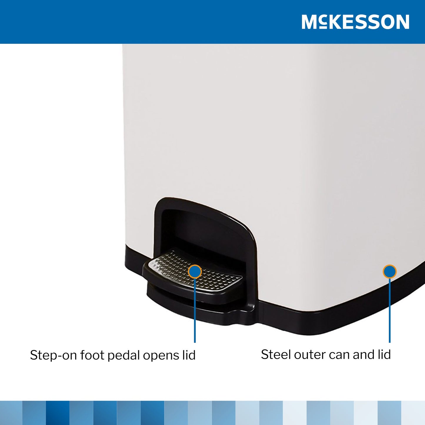 McKesson Trash Can 20 Quart / 5 gal. White Metal Square (1223684_EA)