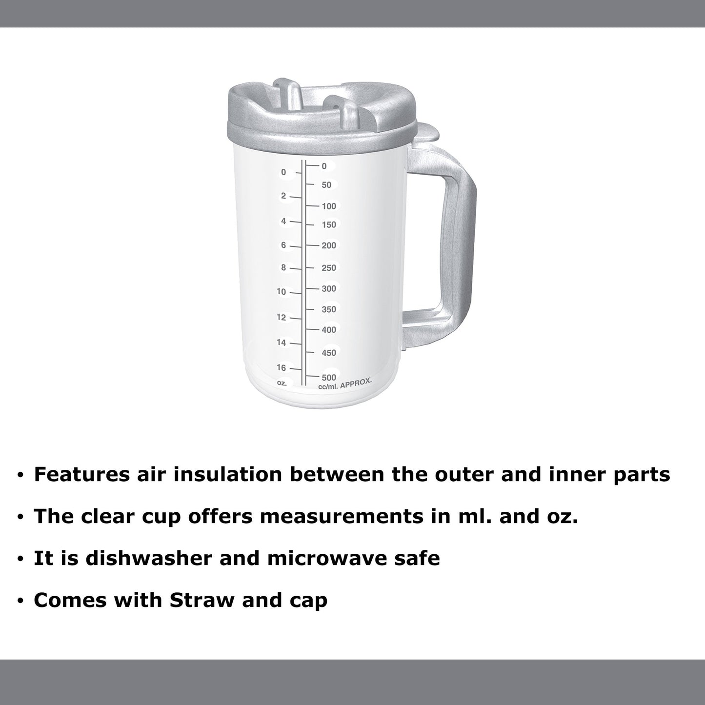 Whirley-DrinkWorks!™ Insulated Drinking Mug 20 oz. Clear Cup / Granite Lid Plastic Reusable (570986_EA)
