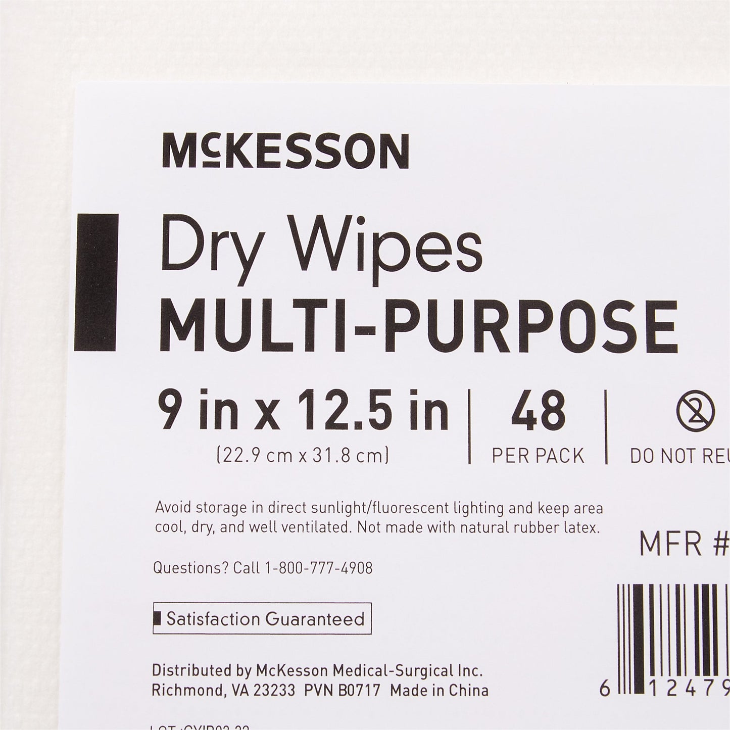 McKesson Task Wipe Medium Duty 48 Count Poly Pack 9 X 12-1/2 Inch NonSterile Disposable (864655_PK)