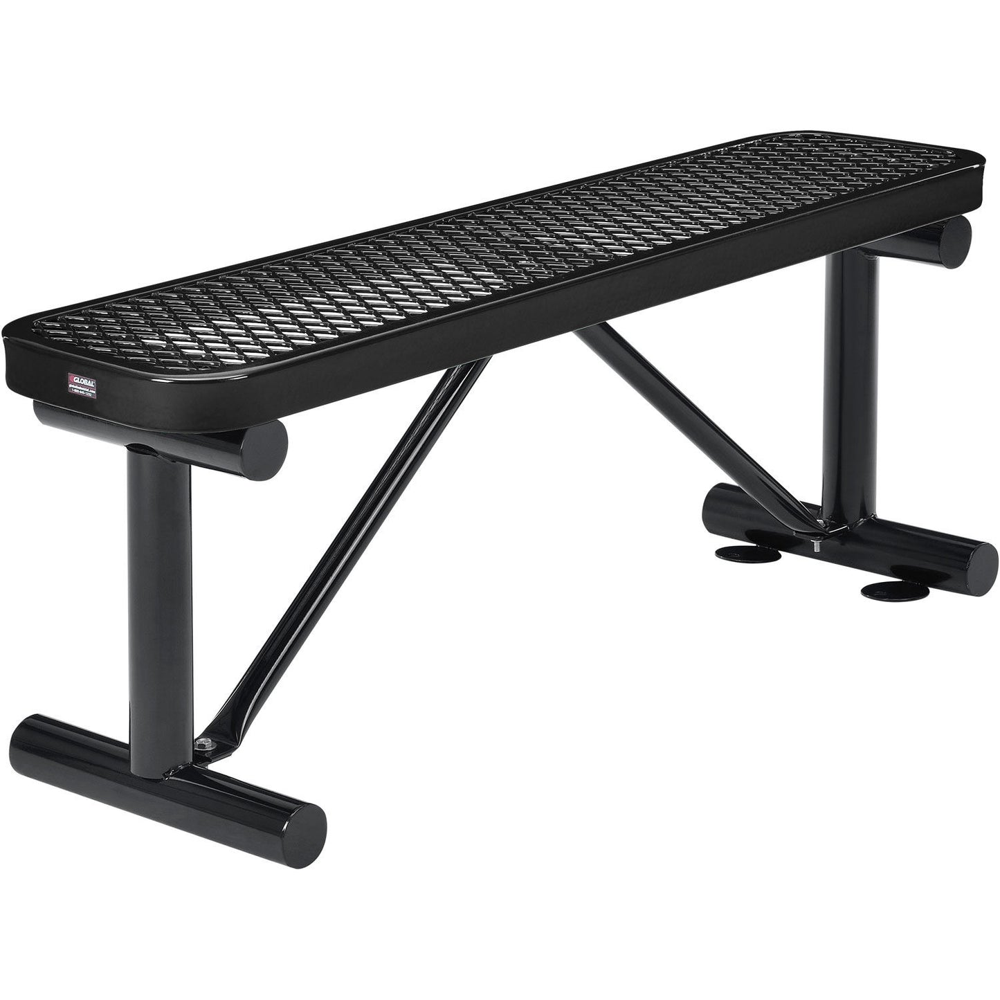 Global Industrial 4' Outdoor Steel Flat Bench, Expanded Metal, Black (WB695741BK)