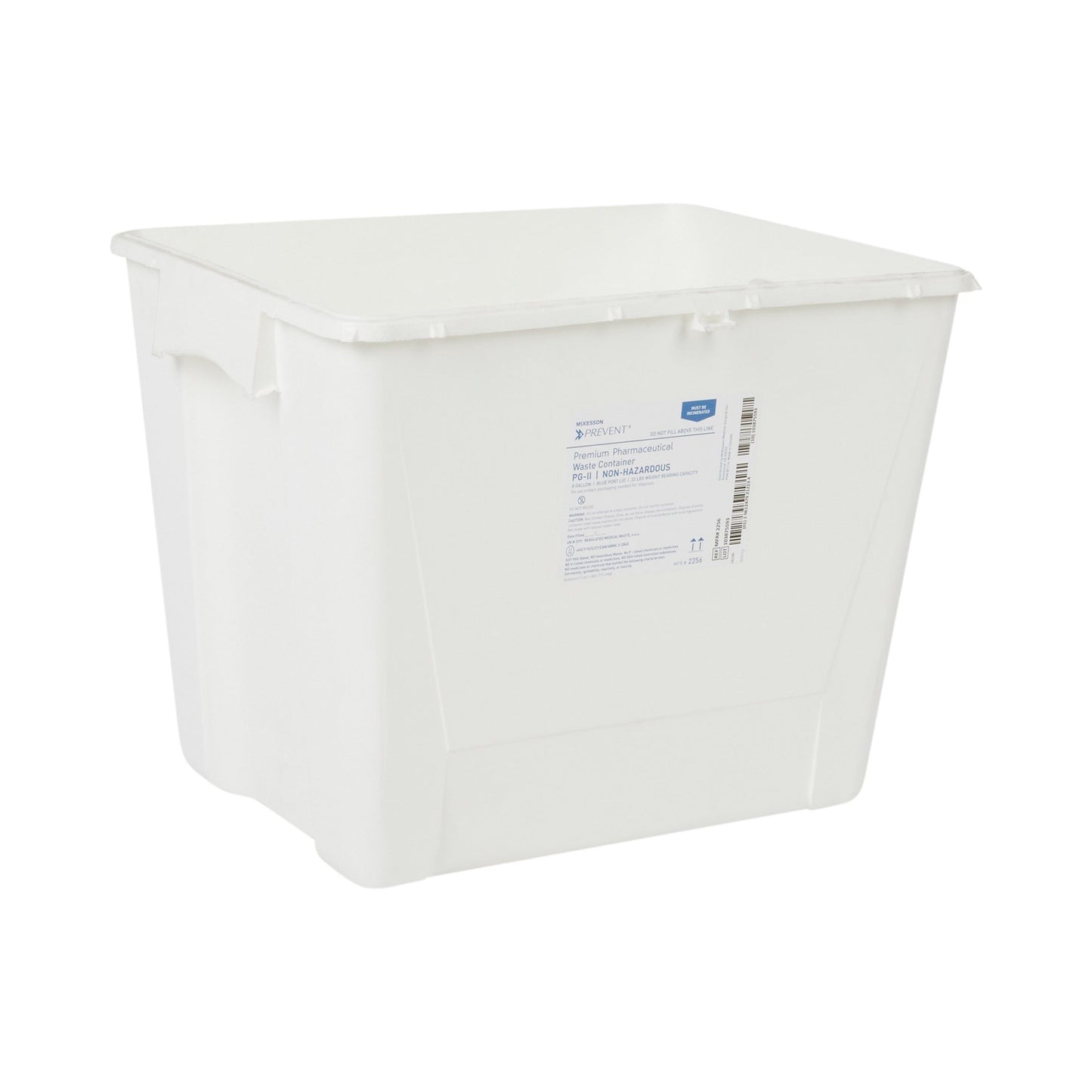 McKesson Prevent® Pharmaceutical Waste Container White Base 13-1/2 H X 17-3/10 W X 13 L Inch Vertical Entry 8 Gallon (1011862_CS)