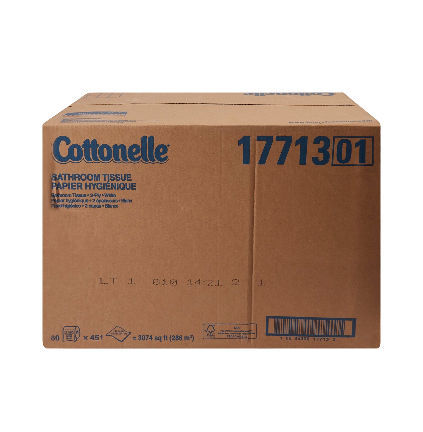 Kleenex® Cottonelle® Professional Toilet Tissue White 2-Ply Standard Size Cored Roll 451 Sheets 4 X 4 Inch (506914_CS)