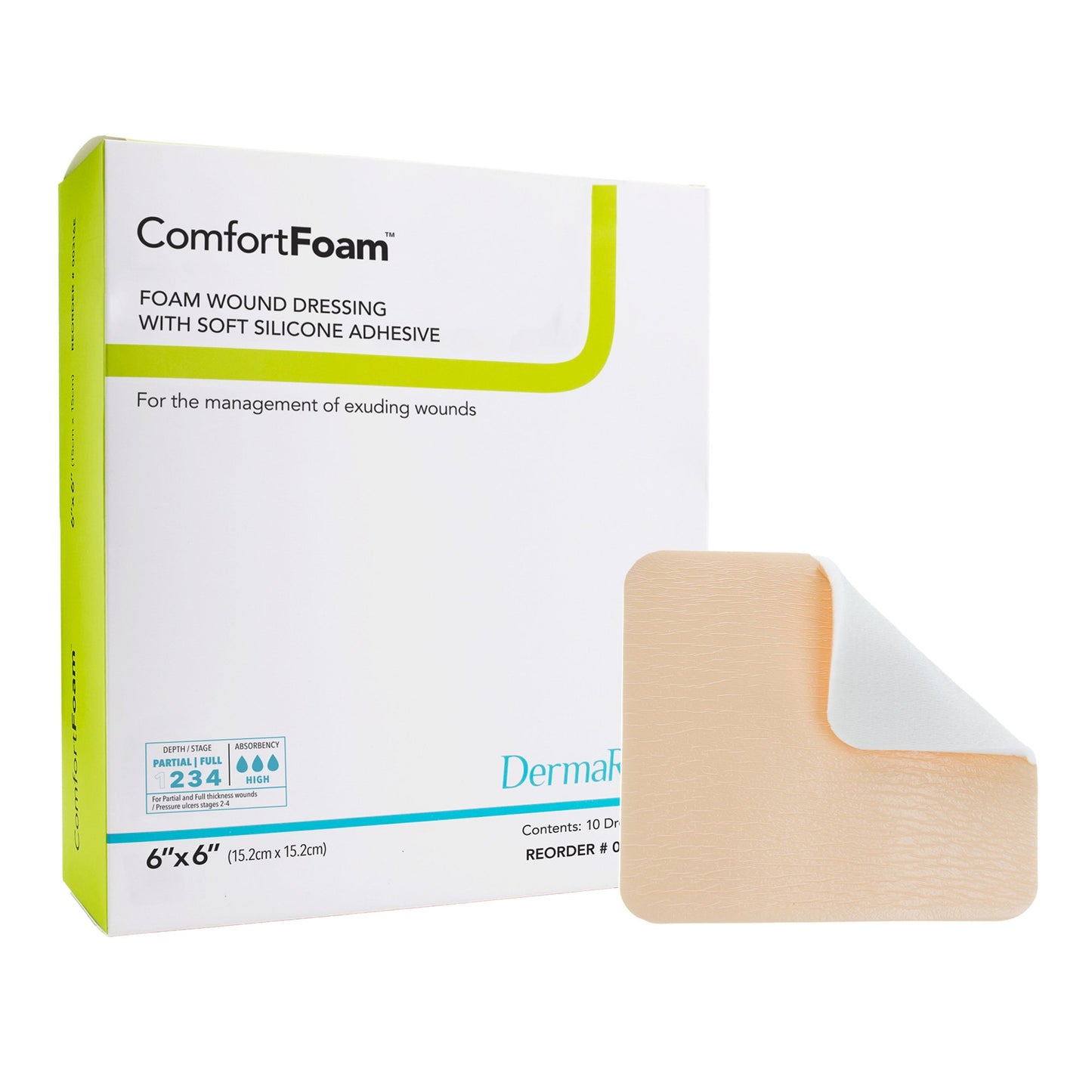 ComfortFoam™ Border Foam Dressing 6 X 6 Inch With Border Waterproof Backing Silicone Adhesive Square Sterile (835616_EA)