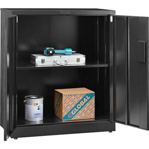Global Industrial EZ Assemble Counter Height Cabinet, 36"W x 18"D x 42"H, Unassembled, Black (WB361842BK)