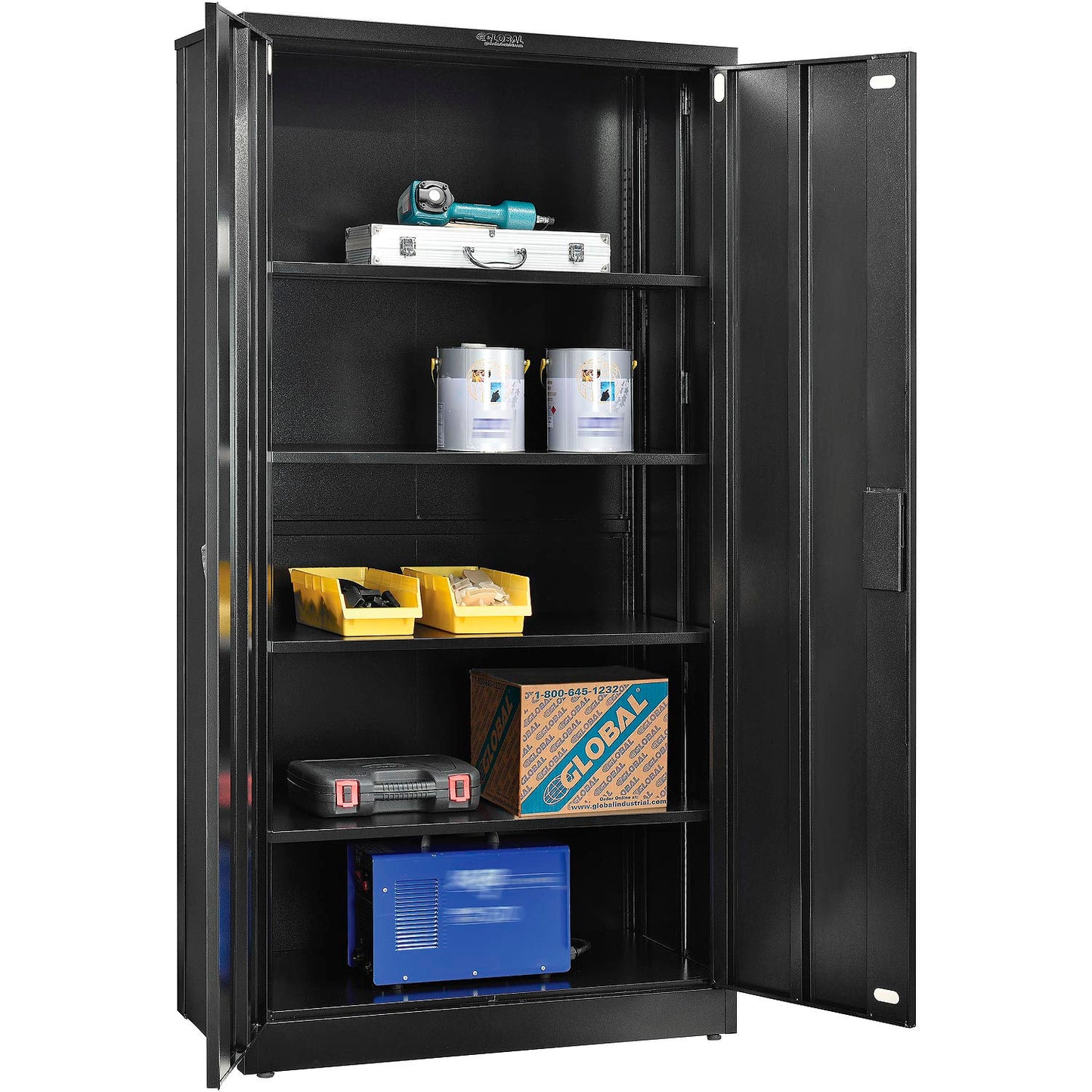 Global Industrial EZ Assemble Storage Cabinet, 36"W x 18"D x 72"H, Black, Unassembled (WB361872BK)