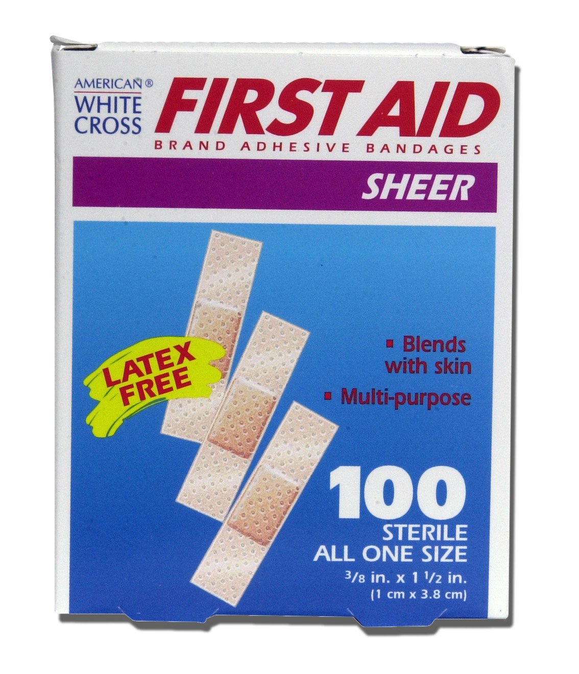 American® White Cross Adhesive Strip 3/8 X 1-1/2 Inch Plastic Rectangle Tan Sterile (448626_CS)
