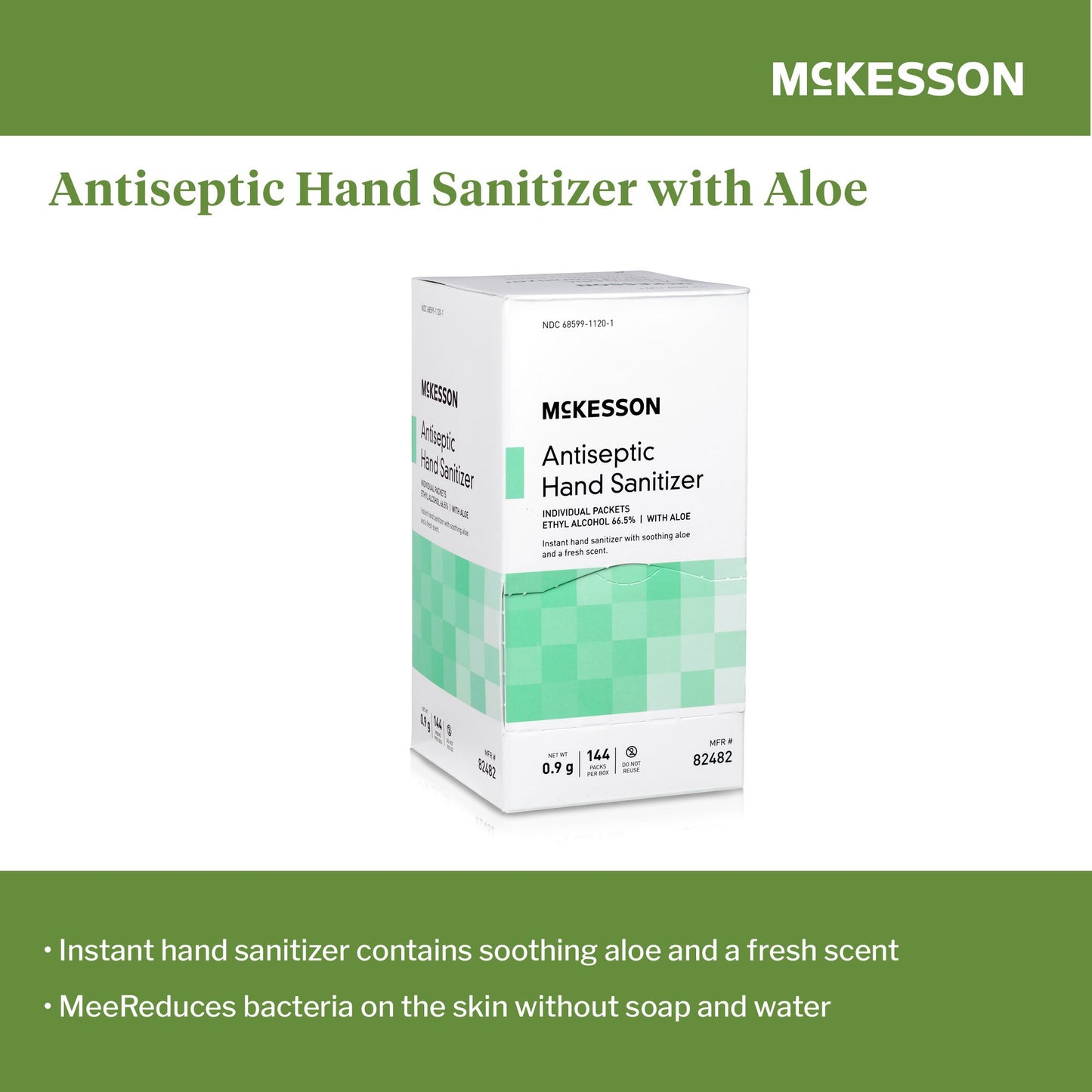 McKesson Hand Sanitizer with Aloe 0.9 Gram Ethyl Alcohol Gel Individual Packet (1111746_BX)