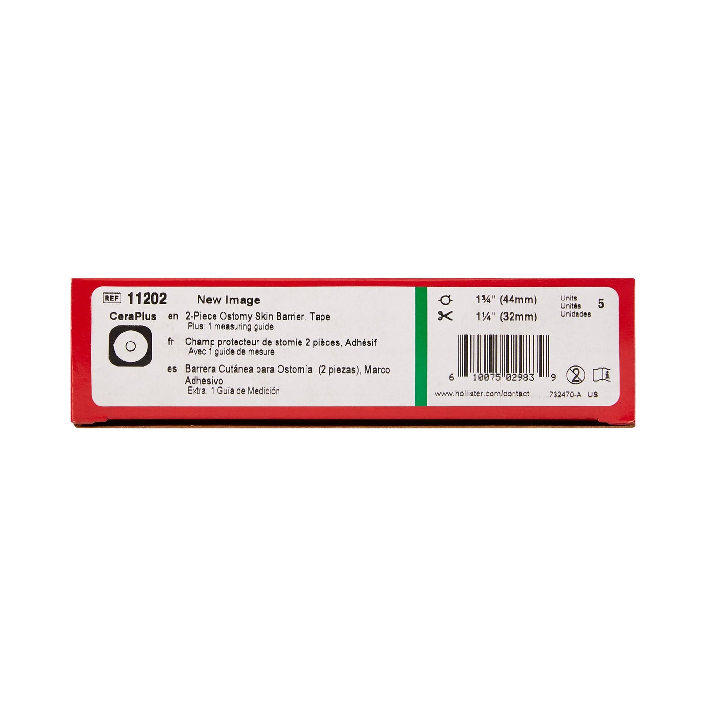 New Image™ CeraPlus™ Ostomy Barrier Trim to Fit, Extended Wear Adhesive Tape Borders 44 mm Flange Green Code System Up to 1-1/4 Inch Opening (970996_BX)