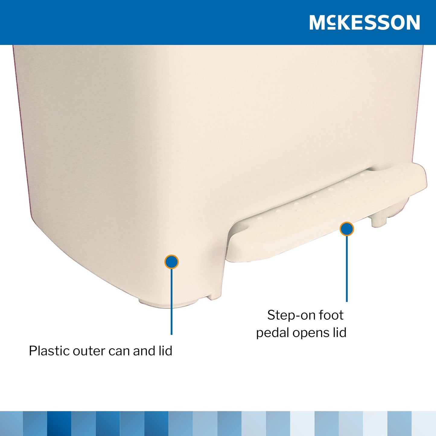 McKesson Trash Can 32 Quart / 8 gal. Beige Plastic Rectangular (1223711_CS)