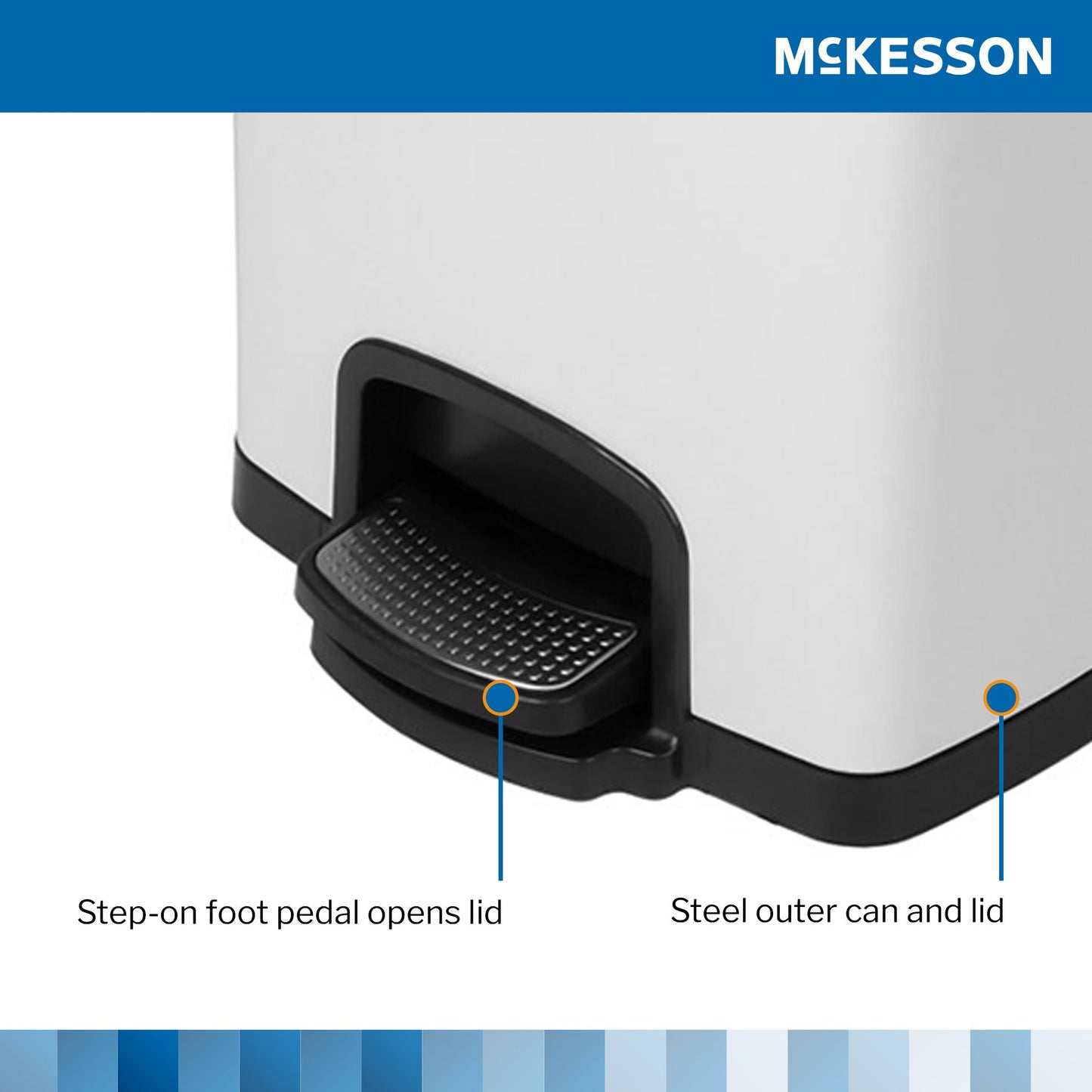 McKesson Trash Can 32 Quart / 8 gal. White Metal Square (1223678_CS)