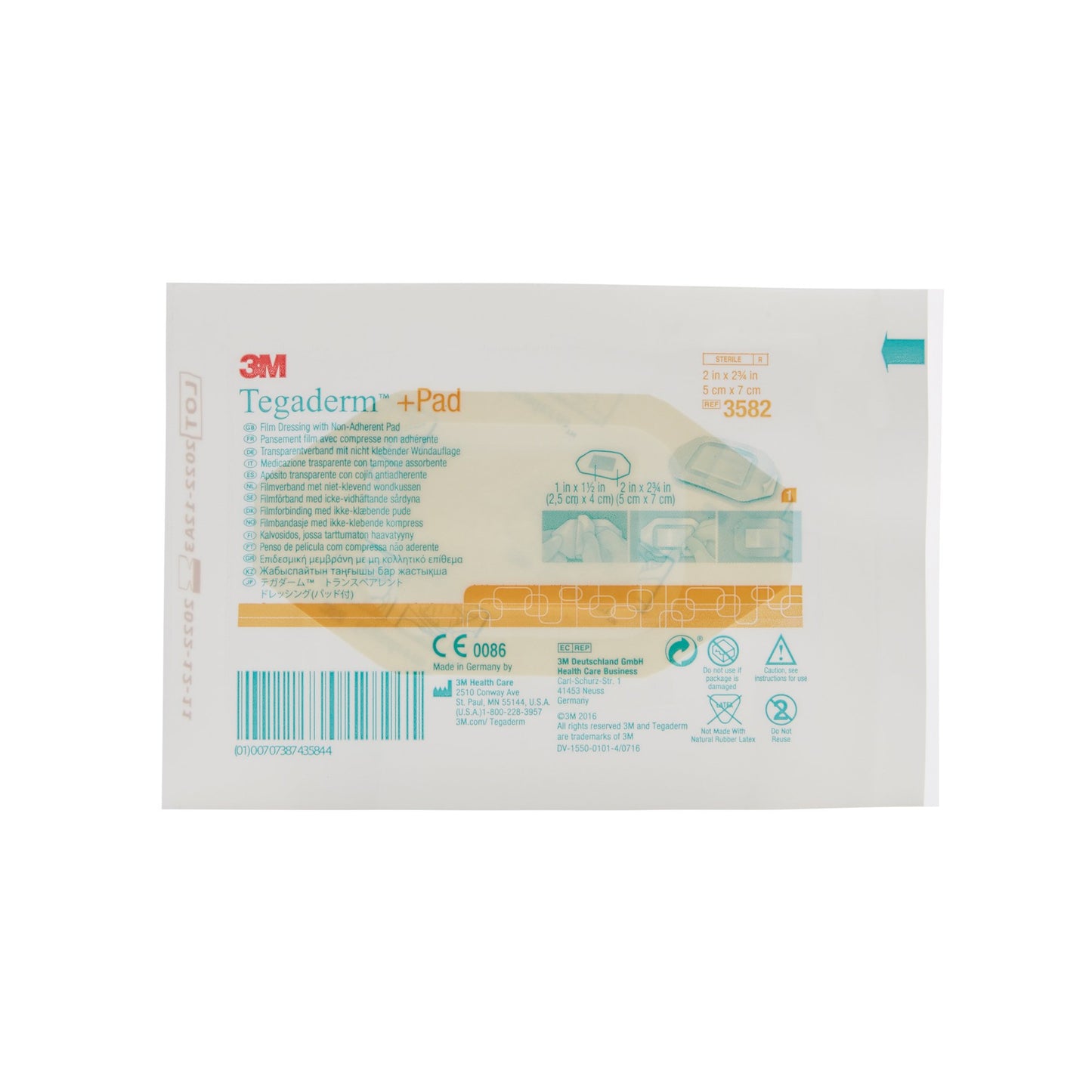 3M™ Tegaderm™ Transparent Film Dressing with Pad 2 X 2-3/4 Inch Frame Style Delivery Rectangle Sterile (311916_CS)