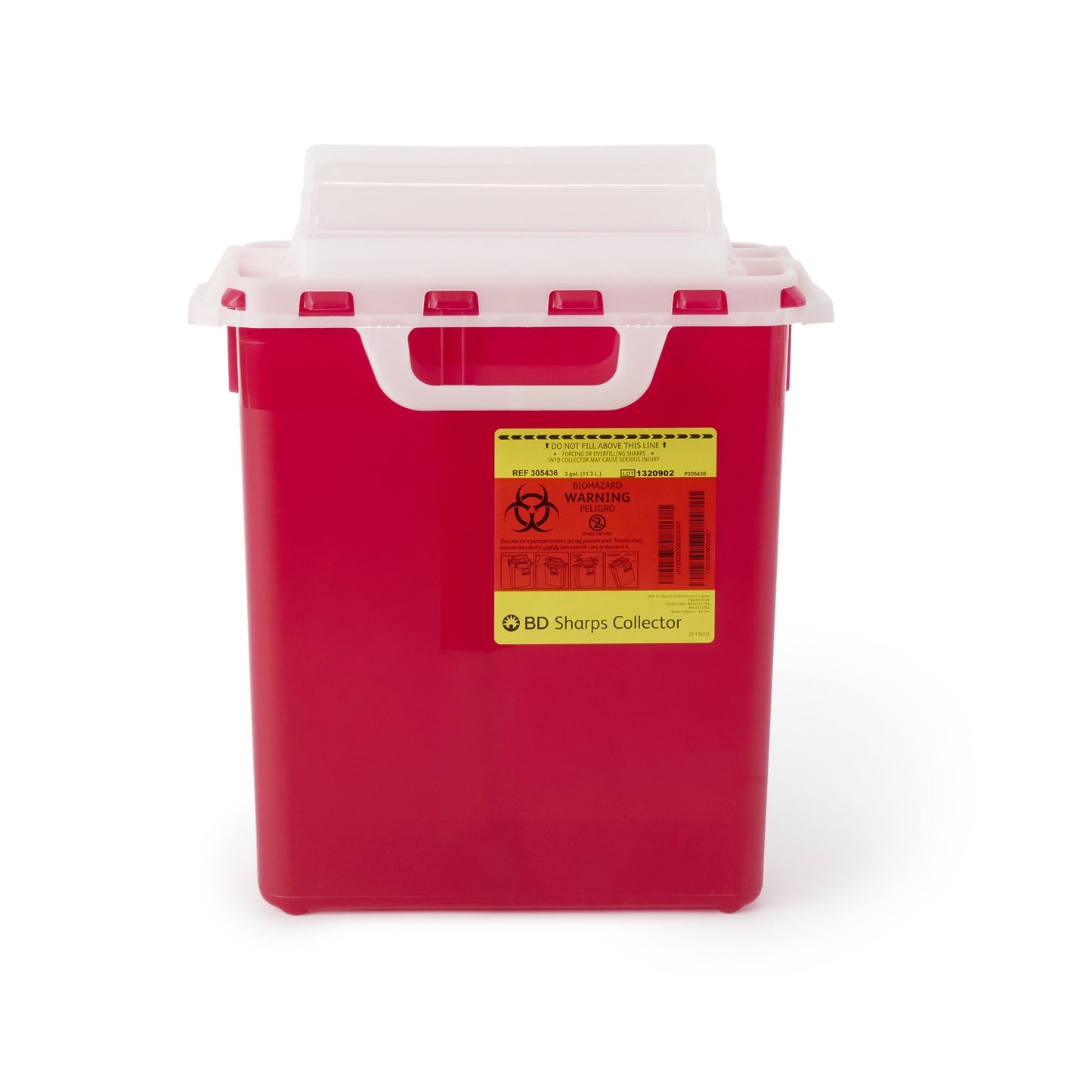 BD™ Sharps Container Red Base 16-3/5 H X 10-7/10 W X 6 D Inch Horizontal Entry 3 Gallon (328286_EA)