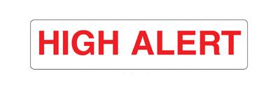 Indeed Pre-Printed Label Caution Label White Paper HighAlert Red Alert Label 3/8 X 1-5/8 Inch (693771_PK)