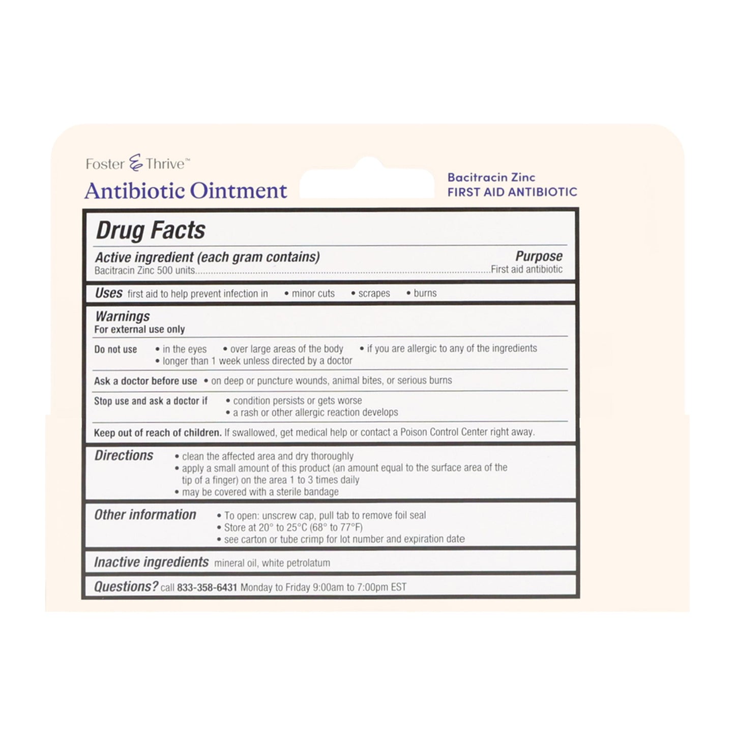 Foster & Thrive™ First Aid Antibiotic Bacitracin Ointment 1 oz. Tube (1244985_EA)