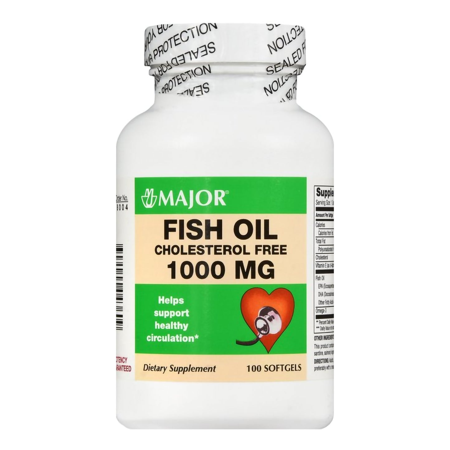 Major Pharmaceuticals Omega 3 Supplement Fish Oil 300 mg - 1,000 mg Strength Softgel 100 per Bottle (1215073_BT)