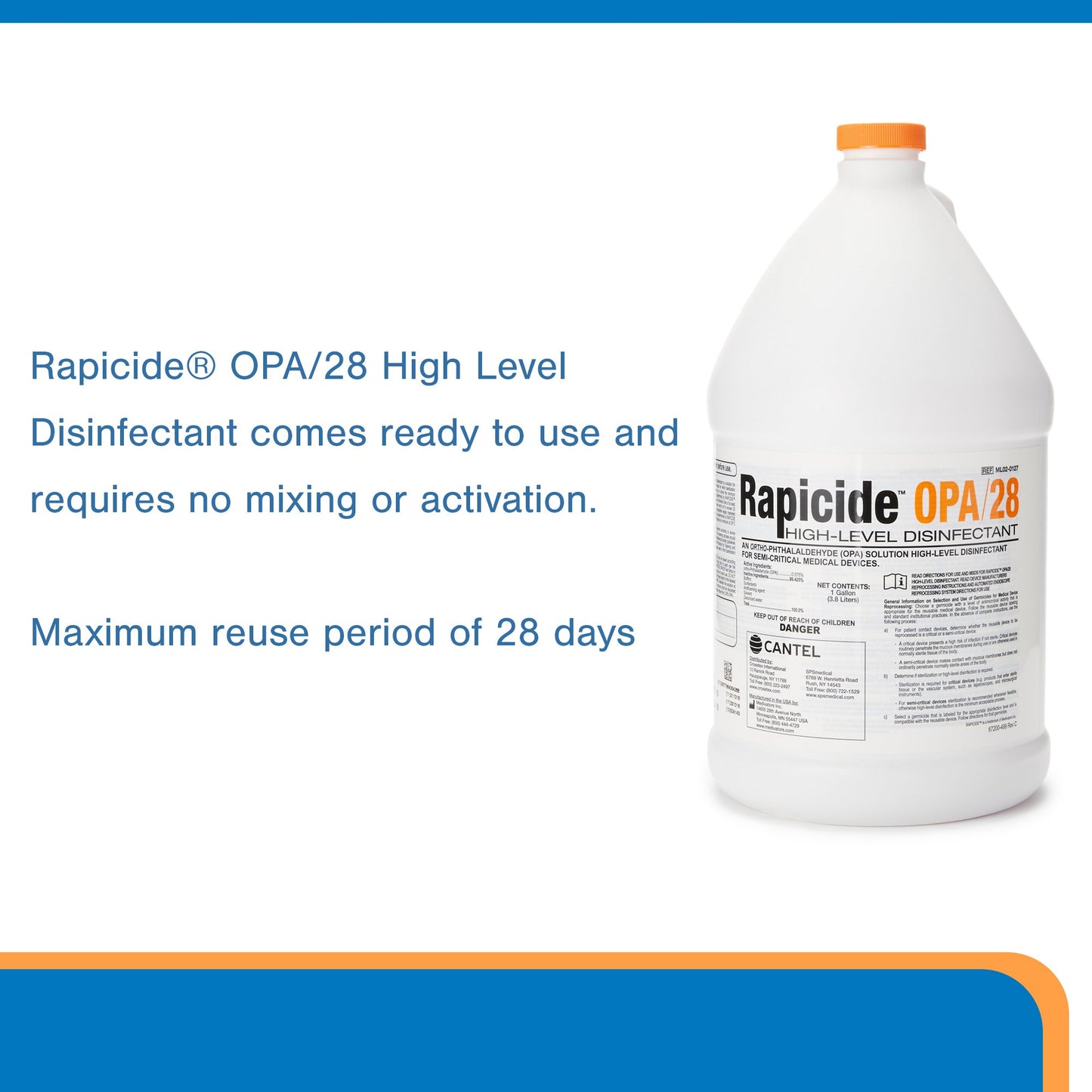 Rapicide™ OPA/28 OPA High-Level Disinfectant RTU Liquid 1 gal. Jug Reusable (835023_EA)