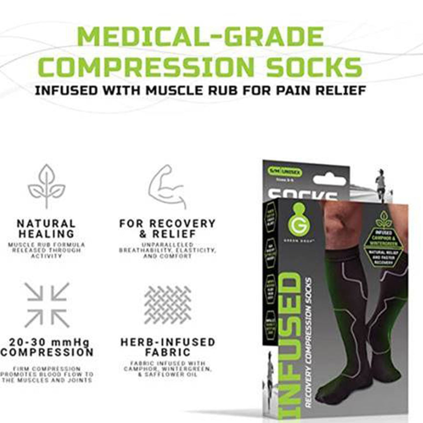 Green Drop™ Compression Socks Knee High Large / X-Large Black Closed Toe (1230637_PR)