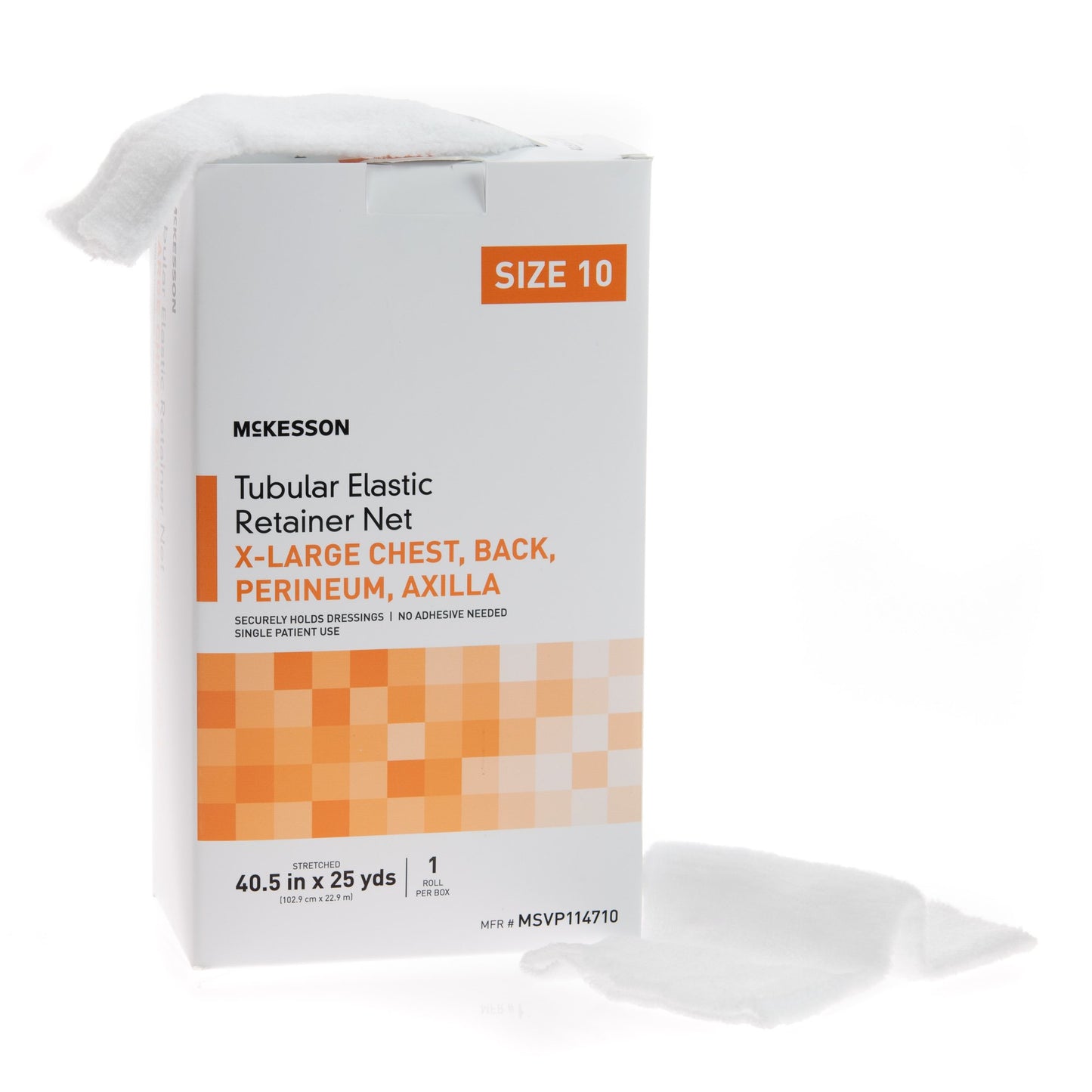 McKesson Elastic Net Retainer Dressing Tubular Elastic 40-1/2 Inch X 25 Yard (102.9 cm X 22.9 m) Size 10 White X-Large Chest / Back / Perineum / Axilla NonSterile (1113354_CS)