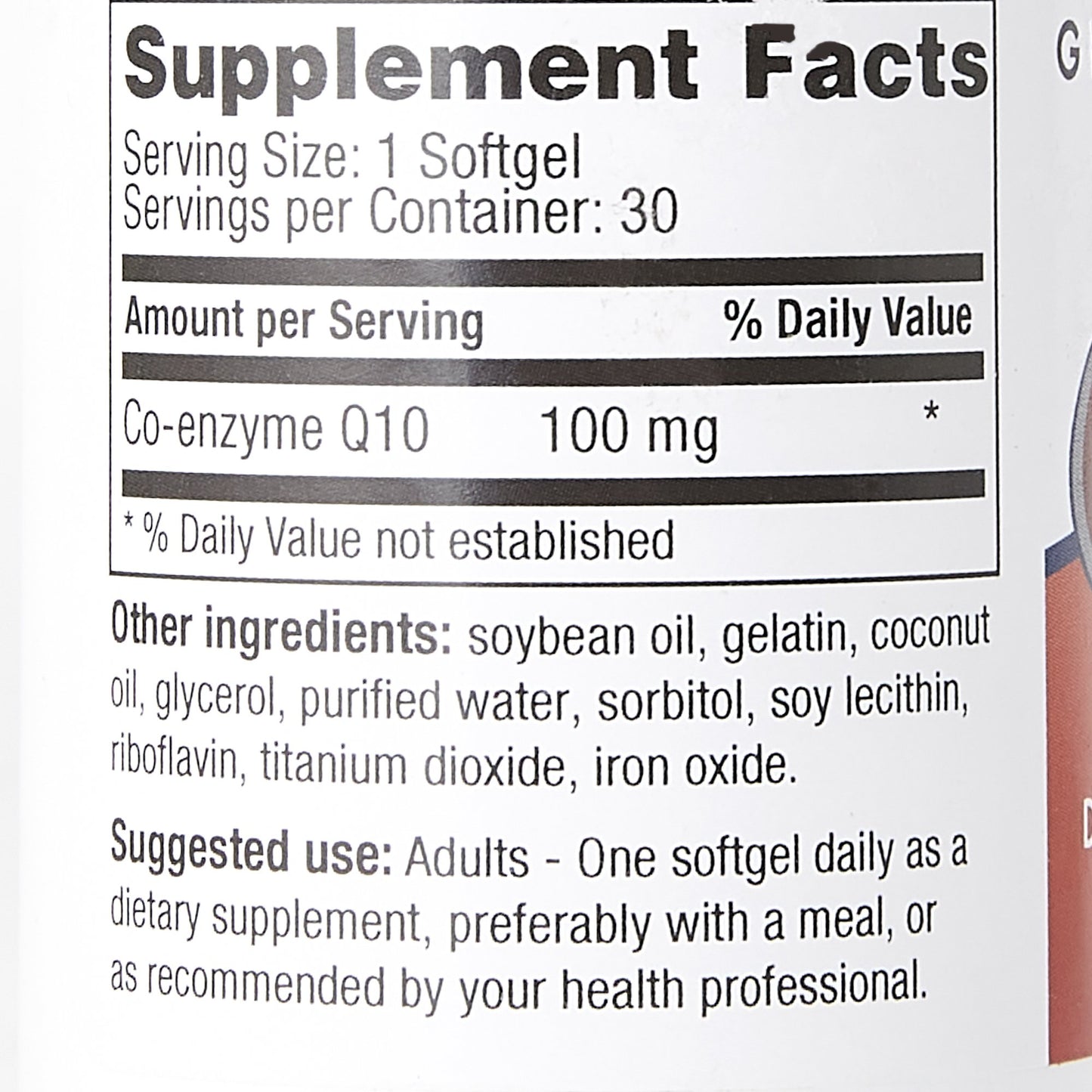 Geri-Care Dietary Supplement Coenzyme Q-10 100 mg Strength Softgel 30 per Bottle (1158246_BT)