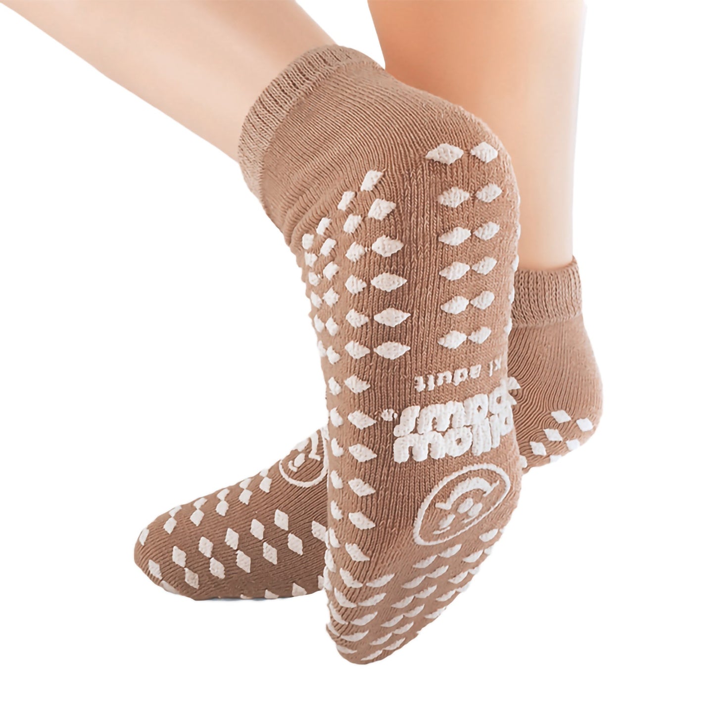 Pillow Paws® 360° Imprint Slipper Socks Unisex Adult X-Large All Around Tread Single Patient Use Tan (483417_CS)