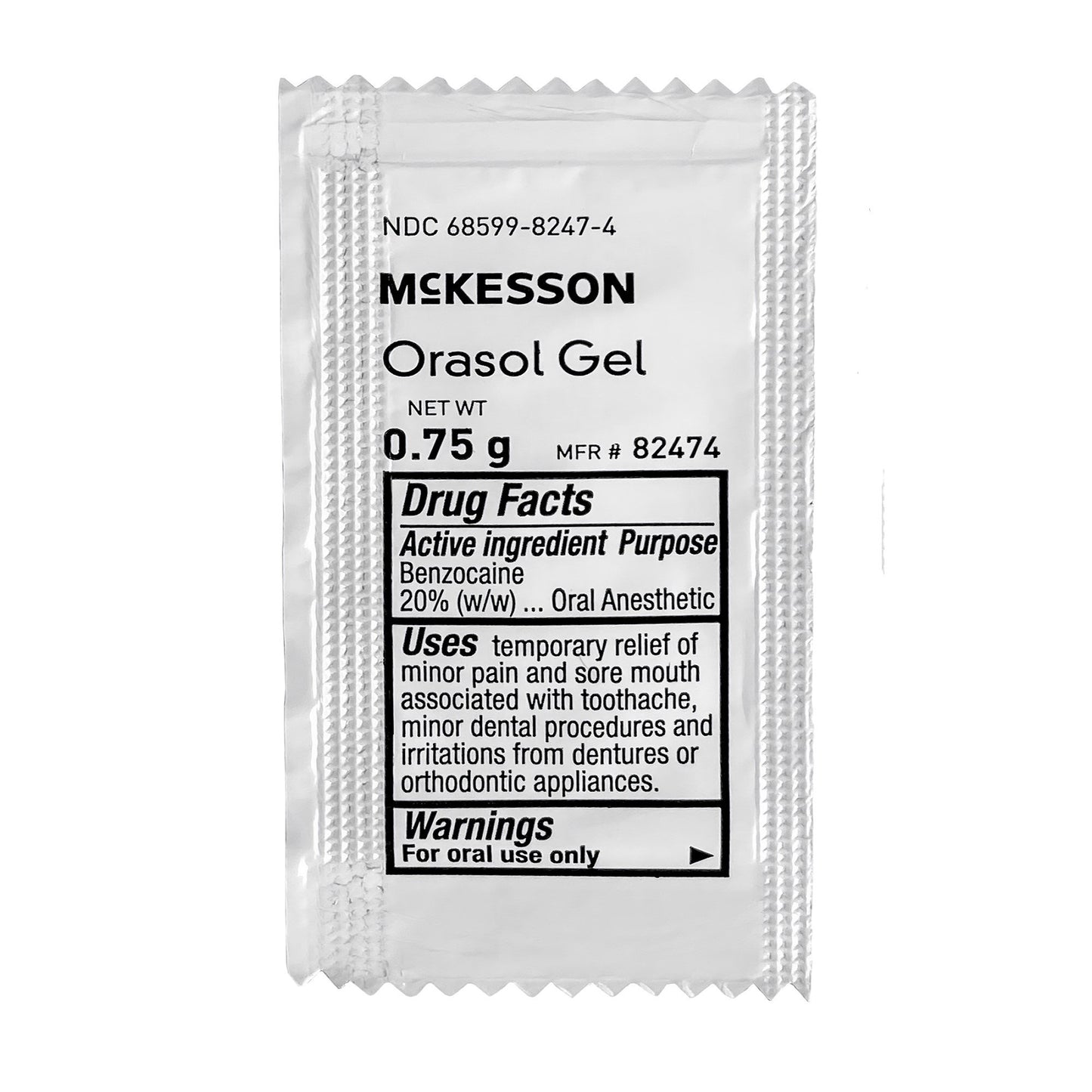 McKesson Oral Pain Relief 20% Strength Benzocaine Oral Gel 0.75 Gram (1111727_BX)