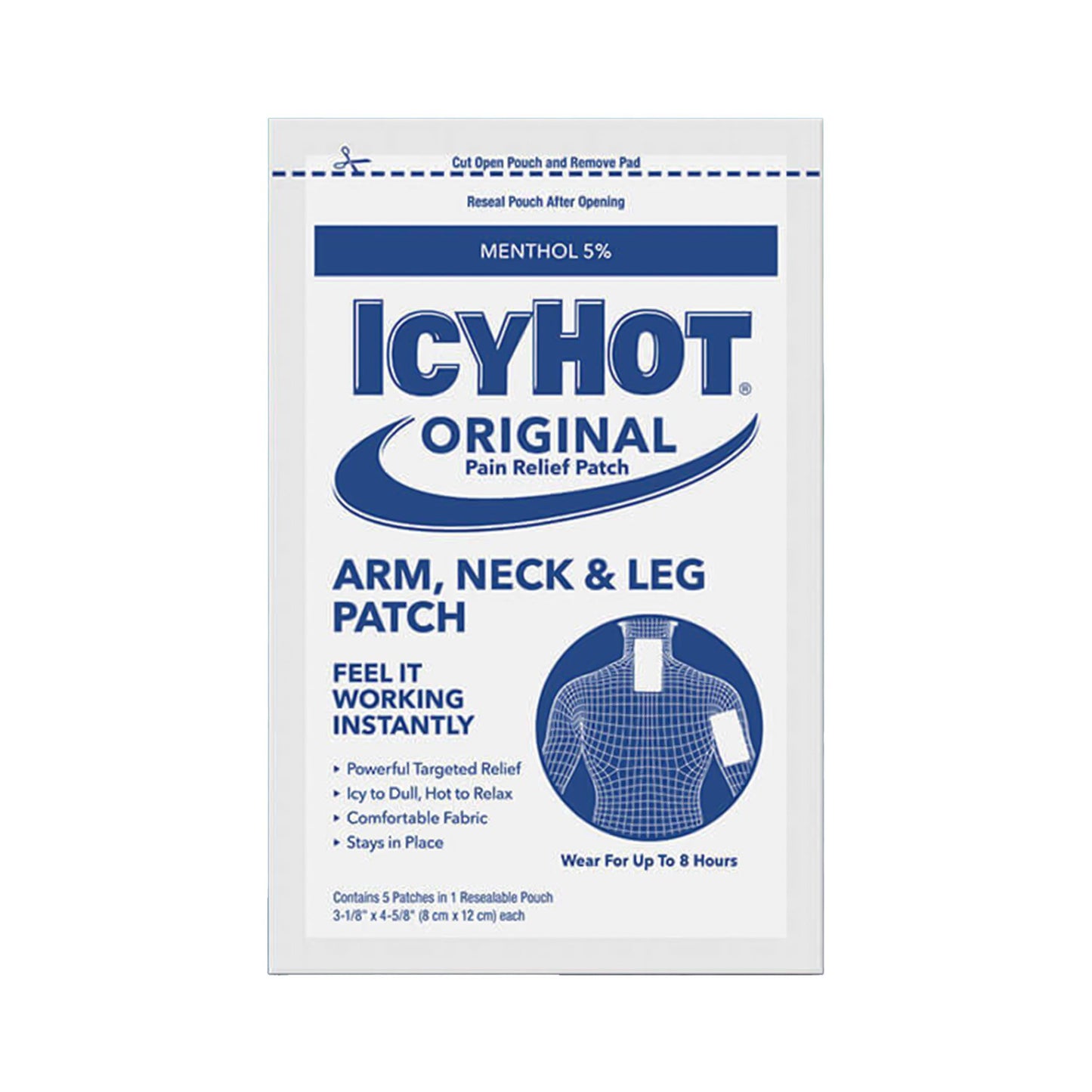Icy Hot® Topical Pain Relief 5% Strength Menthol Patch 5 per Box (762283_PK)