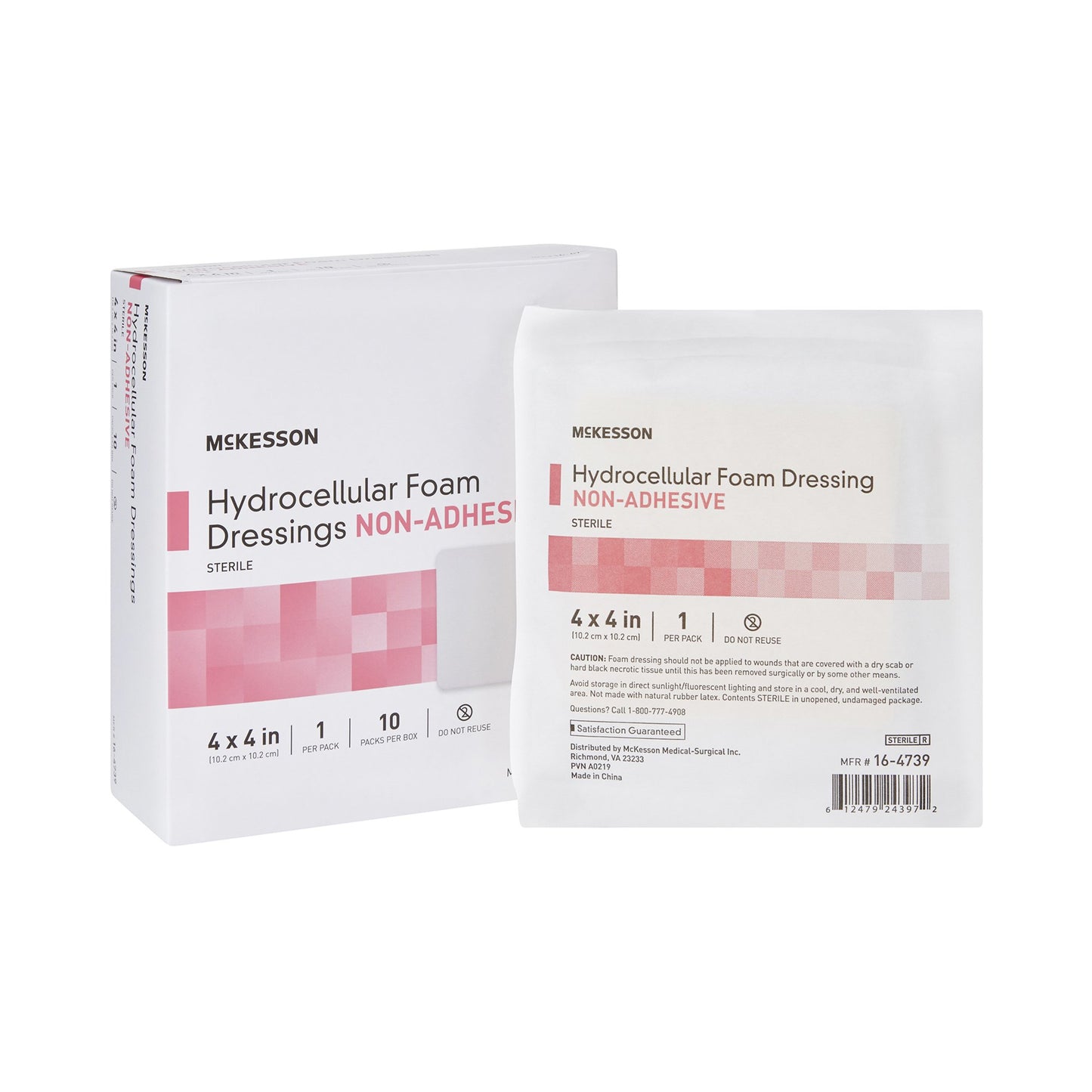 McKesson Foam Dressing 4 X 4 Inch Without Border Film Backing Nonadhesive Square Sterile (1138304_CS)
