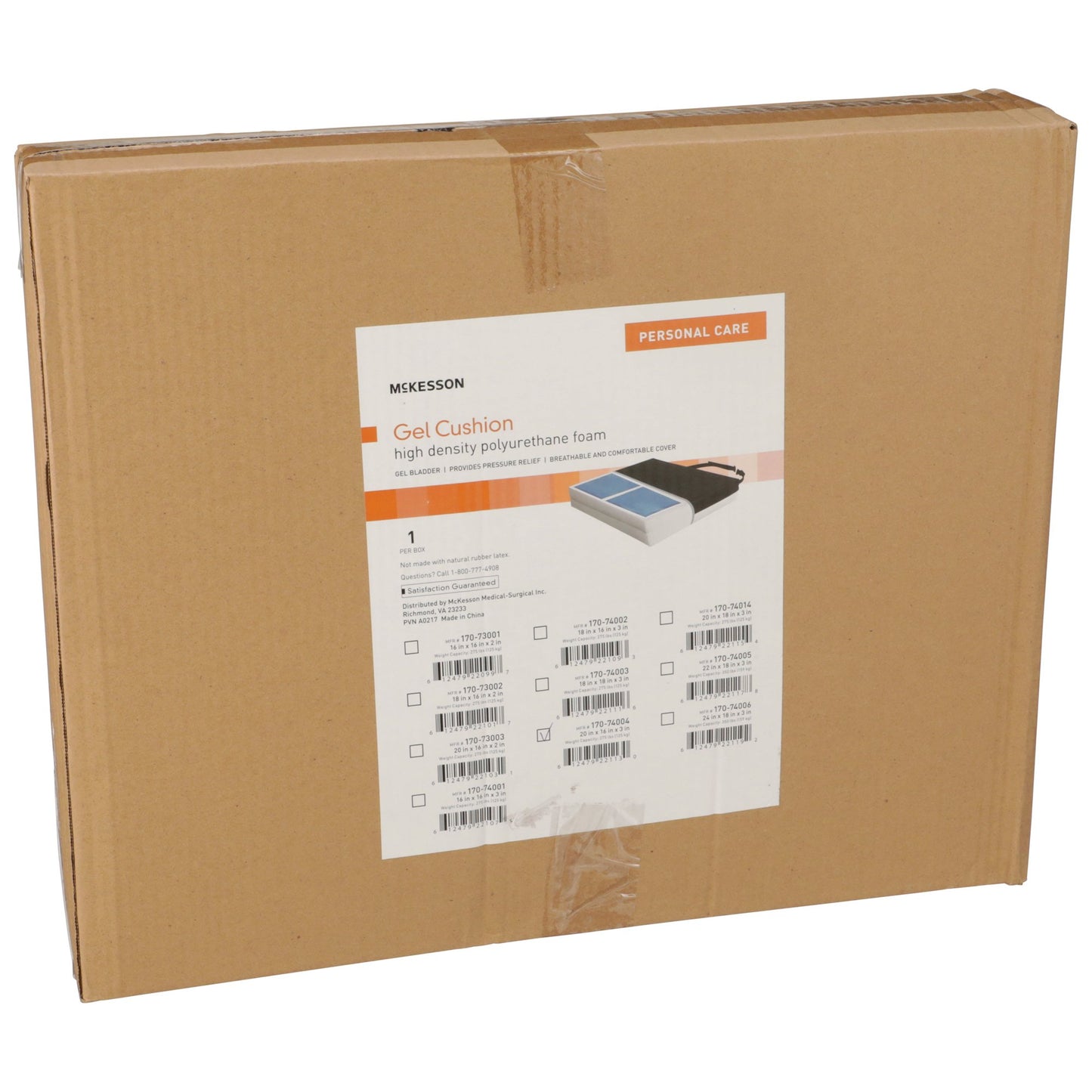 McKesson Seat Cushion 20 W X 16 L X 3 D Inch Foam / Gel (1065585_CS)