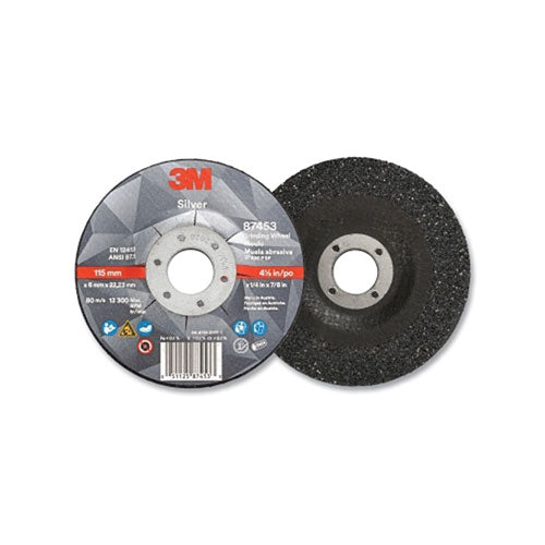 3M™ Silver Depressed Center Grinding Wheel, 4-1/2-in x 1/4-in Thick x 7/8-in Arbor, 36 Grit, Precision Shaped Ceramic, T27 (405-051125-87453)