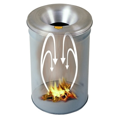 Justrite Cease-Fire® Contoured Waste Receptacle, 30 gal, Aluminum Head, Gray (400-26630G)