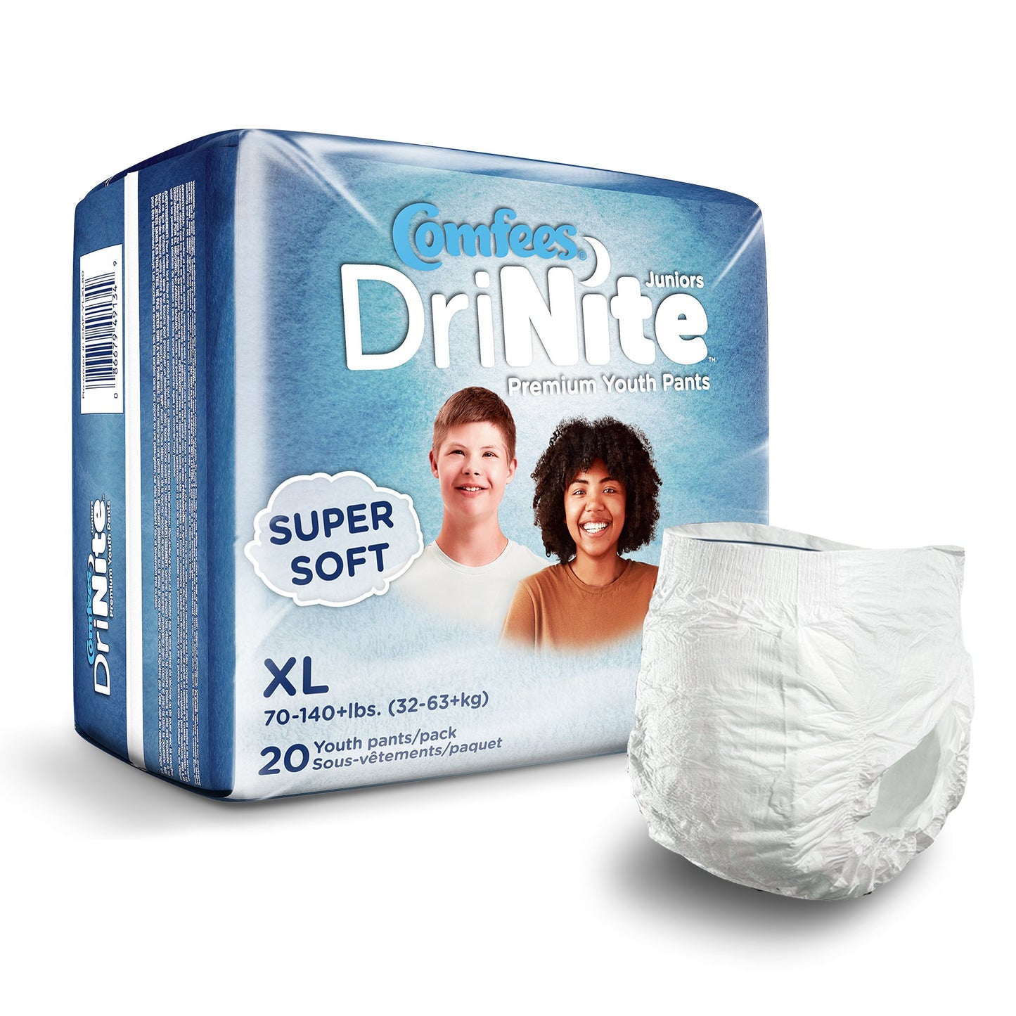 Comfees® DriNite® Juniors Unisex Youth Absorbent Underwear Pull On with Tear Away Seams Large / X-Large Disposable Heavy Absorbency (1211840_BG)