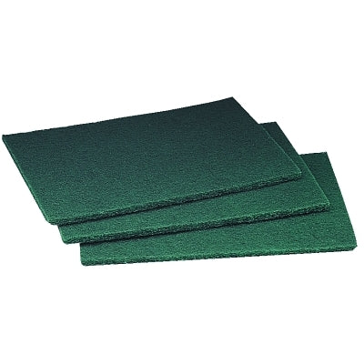 3M General Purpose Scouring Pad, 6 in W x 9 in L, Synthetic Fiber, Dark Green (489-082931)