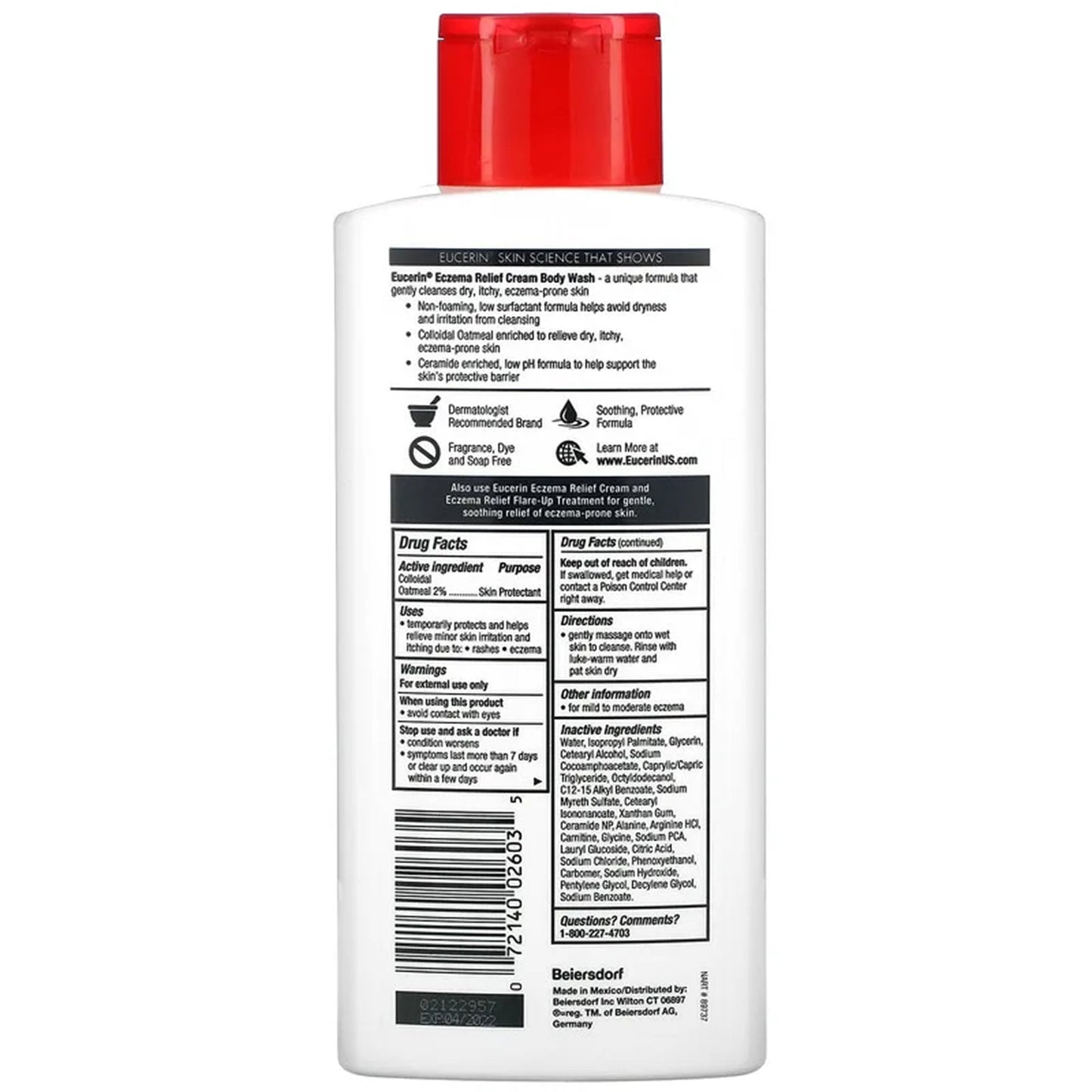 Eucerin® Eczema Relief Body Wash Cream 13.5 oz. Bottle Unscented (1231871_EA)