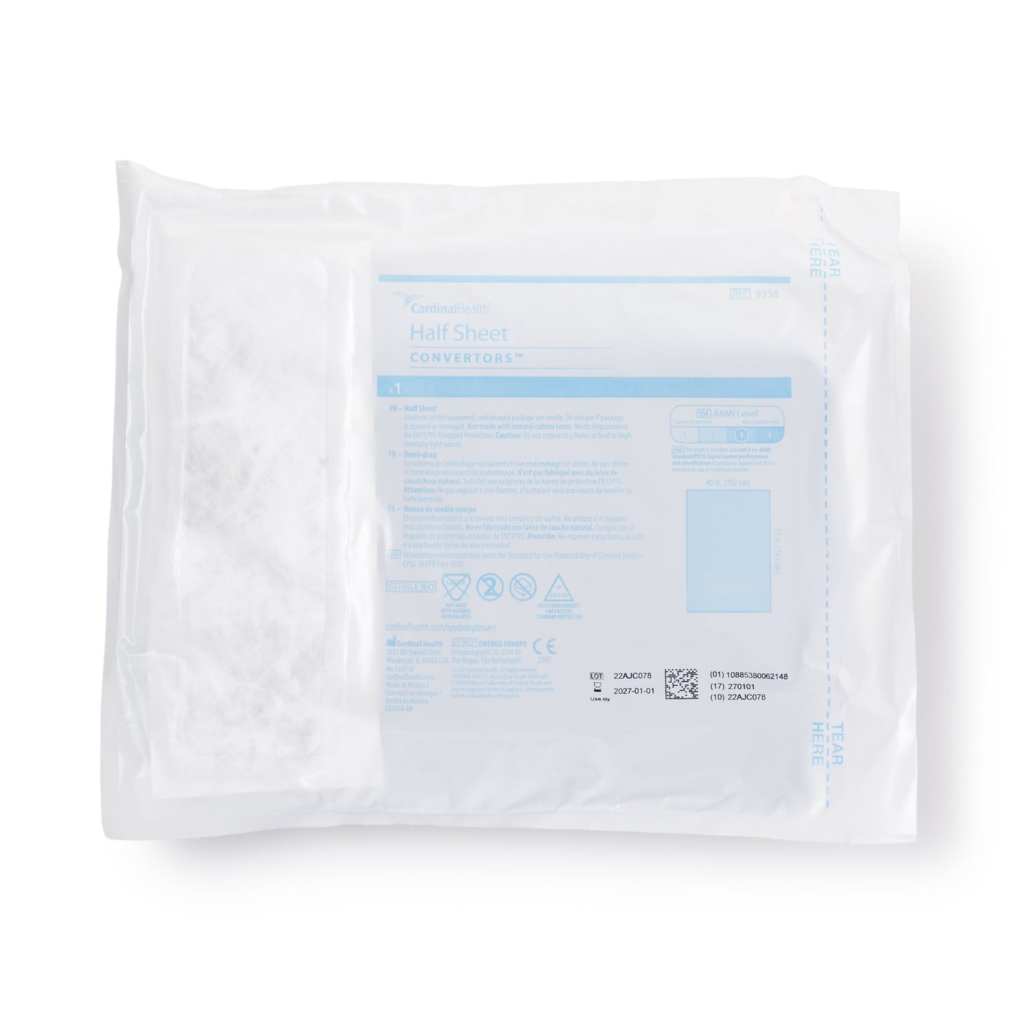 Converters® General Purpose Drape Half Drape 40 W X 57 L Inch Sterile (251110_EA)