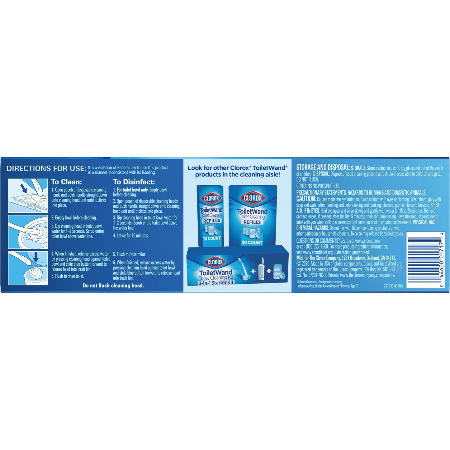 Clorox® Toilet Bowl Cleaner Disinfecting Refill Pads Blue / White, 3 Inch, Sponge Head (1217653_PK)