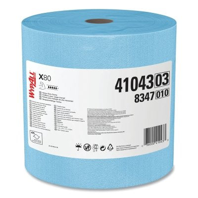Kimberly-Clark X80 Heavy-Duty Cloth, Blue, 12.2 in W x 12.4 in L, 475 Sheets/RL, Jumbo Roll (993-41043)