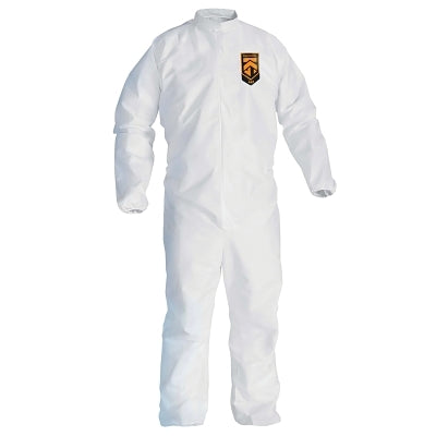 Ansell A45 Breathable Liquid and Particle Protection Elastic Wrist/Ankle Coveralls, White, XL, Fr Zipper (412-41494)