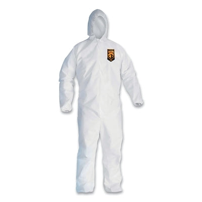 Ansell A30 Coveralls, Zipper Front, Elastic Back, Wrist and Ankles, Hood, White, 3X-Large (412-46116)
