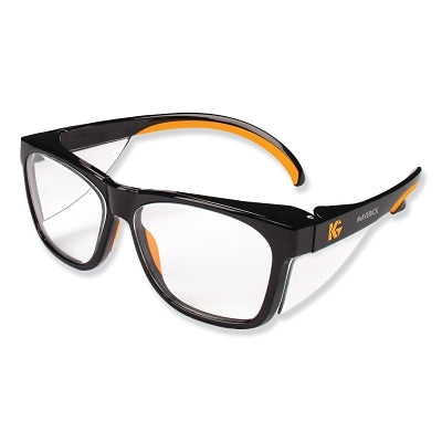 Kimberly-Clark KleenGuard™ Maverick™ Safety Glasses, Clear Anti-Fog/Scratch Lens, Black/Orange Frame (412-49312)