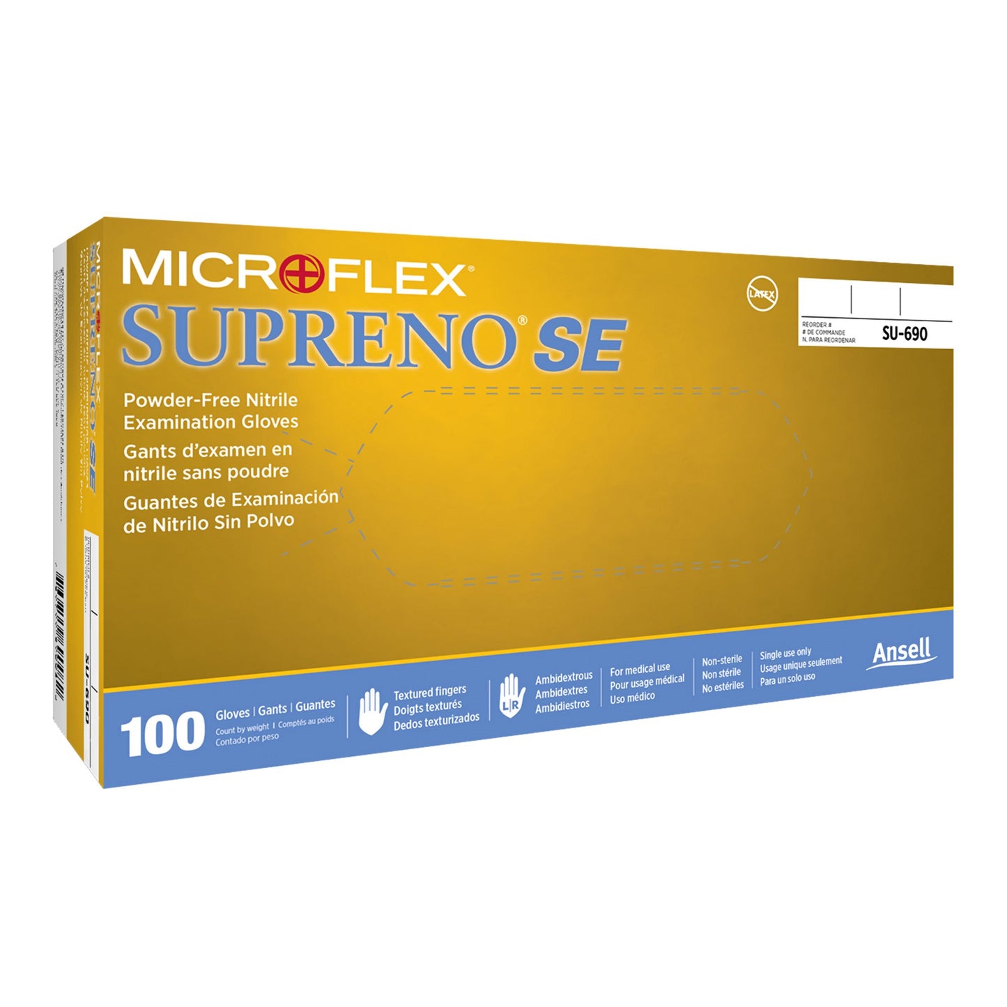 Supreno® SE Exam Glove X-Large NonSterile Nitrile Standard Cuff Length Textured Fingertips Blue Not Rated (368035_BX)