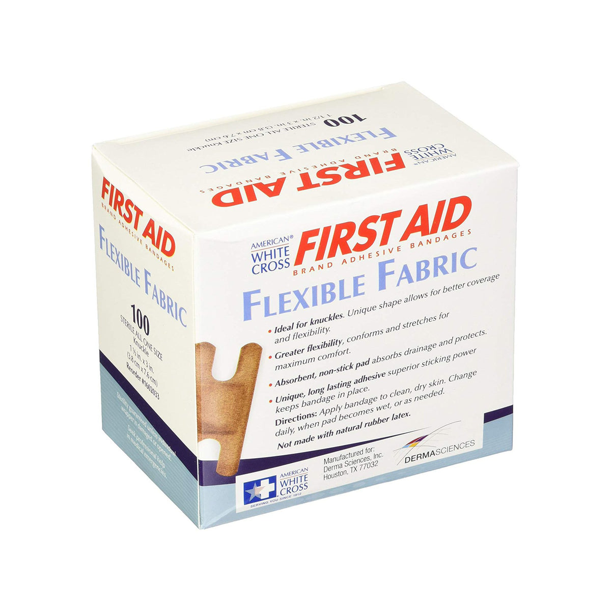 American® White Cross Adhesive Strip 1-1/2 X 3 Inch Fabric Knuckle Tan Sterile (161545_BX)