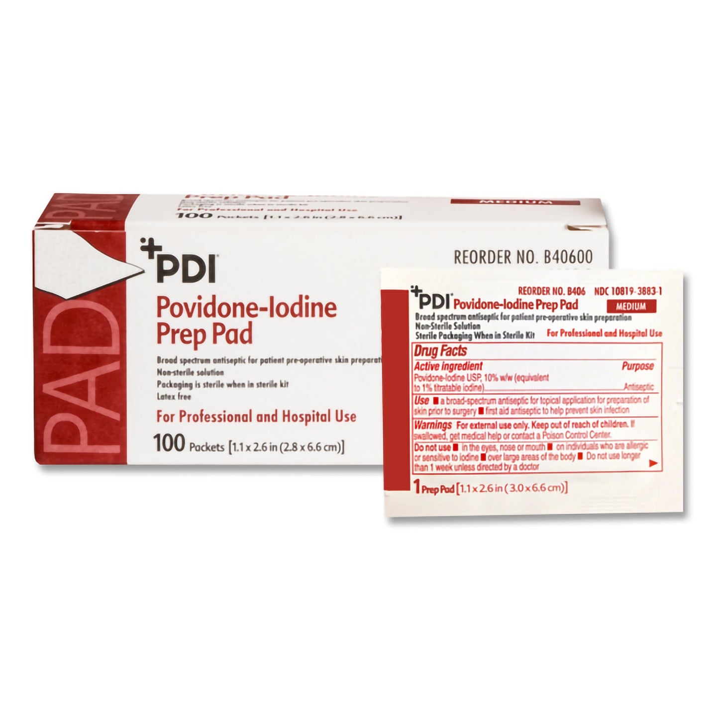 PDI® PVP Prep Pad 10% Strength Povidone-Iodine Individual Packet Medium NonSterile (131912_EA)