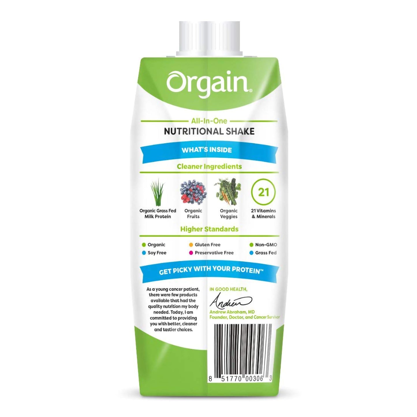 Orgain® Organic Nutritional Shake Oral Supplement Strawberries and Cream Flavor Liquid 11 oz. Carton (1039283_CS)